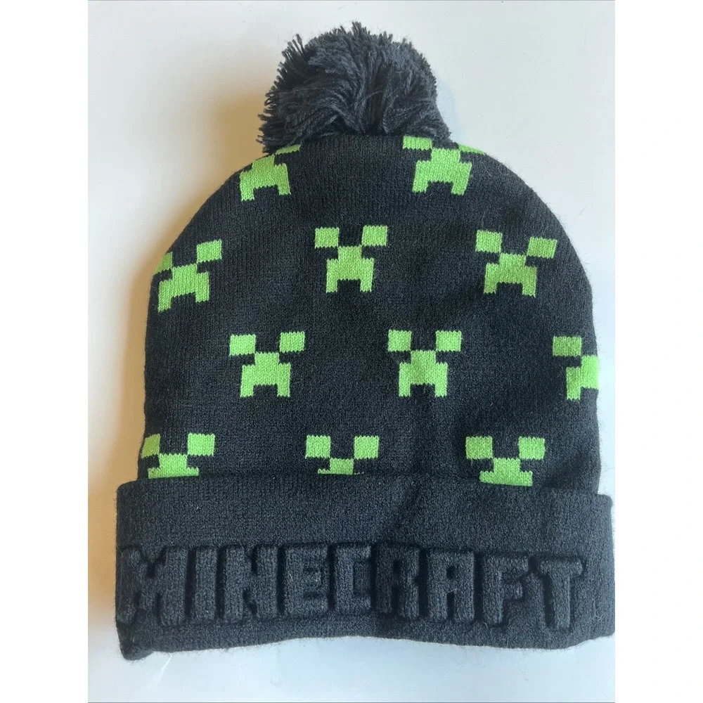 Minecraft Beanie Black With Green